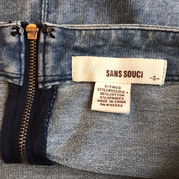 Denim like stretch pencil skirt with zipper midi - Picture 6 of 10